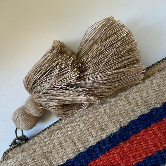 J. Jill Burlap Jute Cosmetic Bag Clutch Wristlet Makeup Toiletry Travel Sz 7X10” - Picture 8 of 8